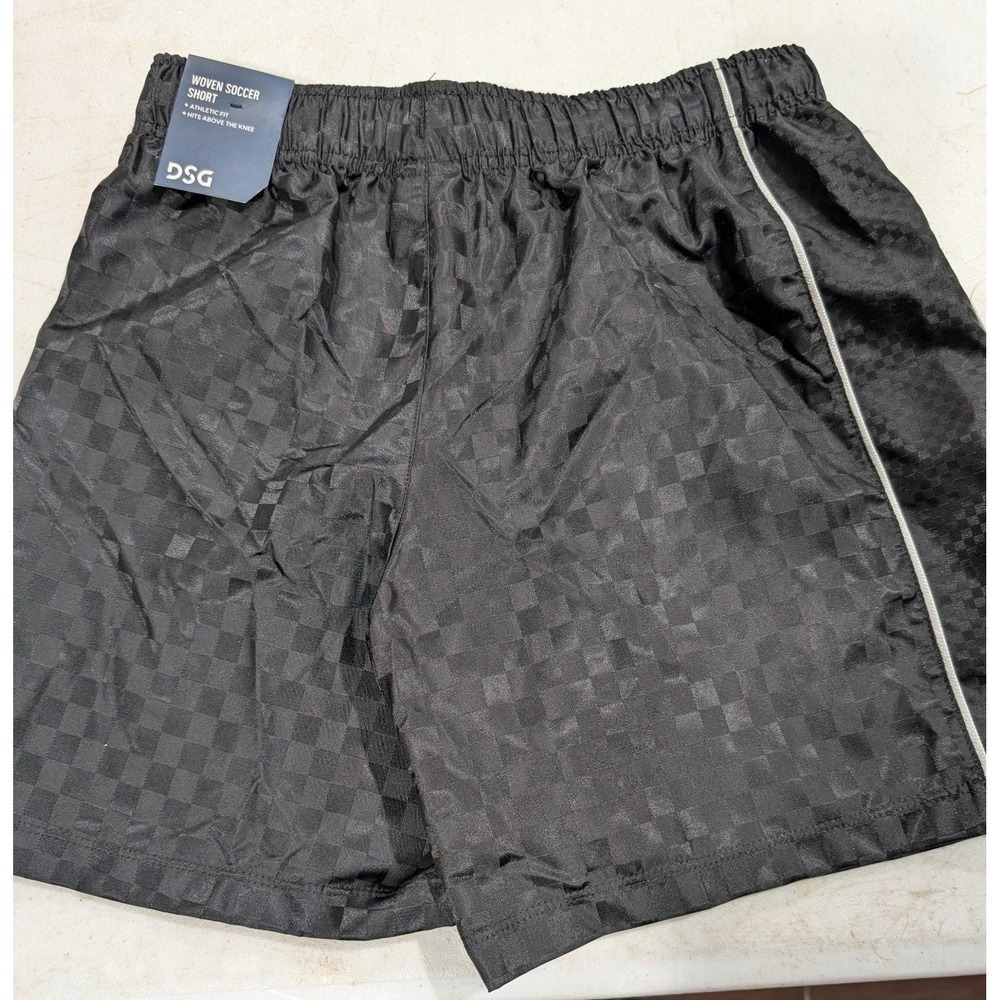 DSG Youth Medium (10-12) Black Woven Checkered Soccer Shorts NWT